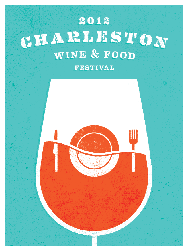 Poster concept for the 2012 Charleston Wine & Food Festival. Work completed while at <a href="http://www.Fuzzco.com">Fuzzco.</a>